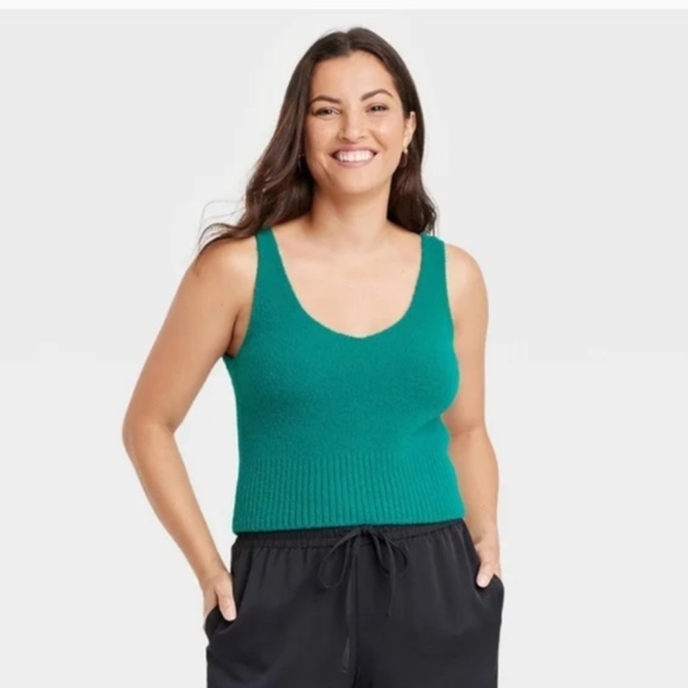 NWT A New Day Thick Fuzzy Nylon Green Tank Top Size small